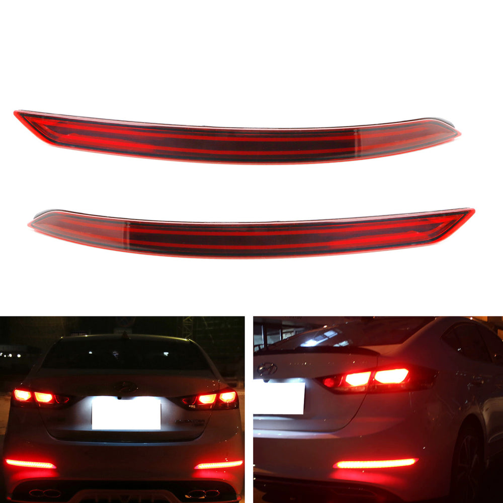 Red Lens Full LED Bumper Reflector Tail & Brake Lights For 17 18 Hyundai Elantra