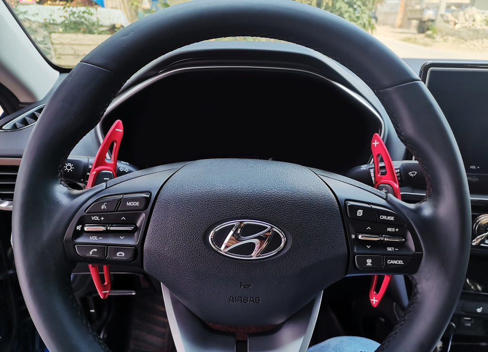 Red Large Steering Wheel Paddle Shifter Extension For 19-22 Hyundai Veloster JS