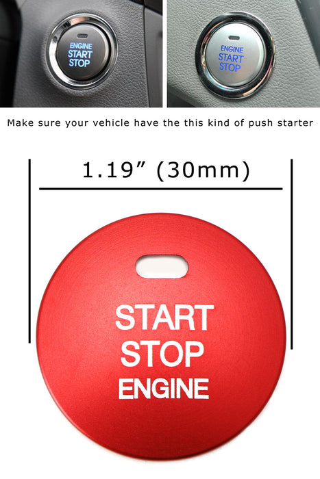 Red Keyless Engine Push Start Button Cover For Hyundai Sonata Elantra Kia Optima