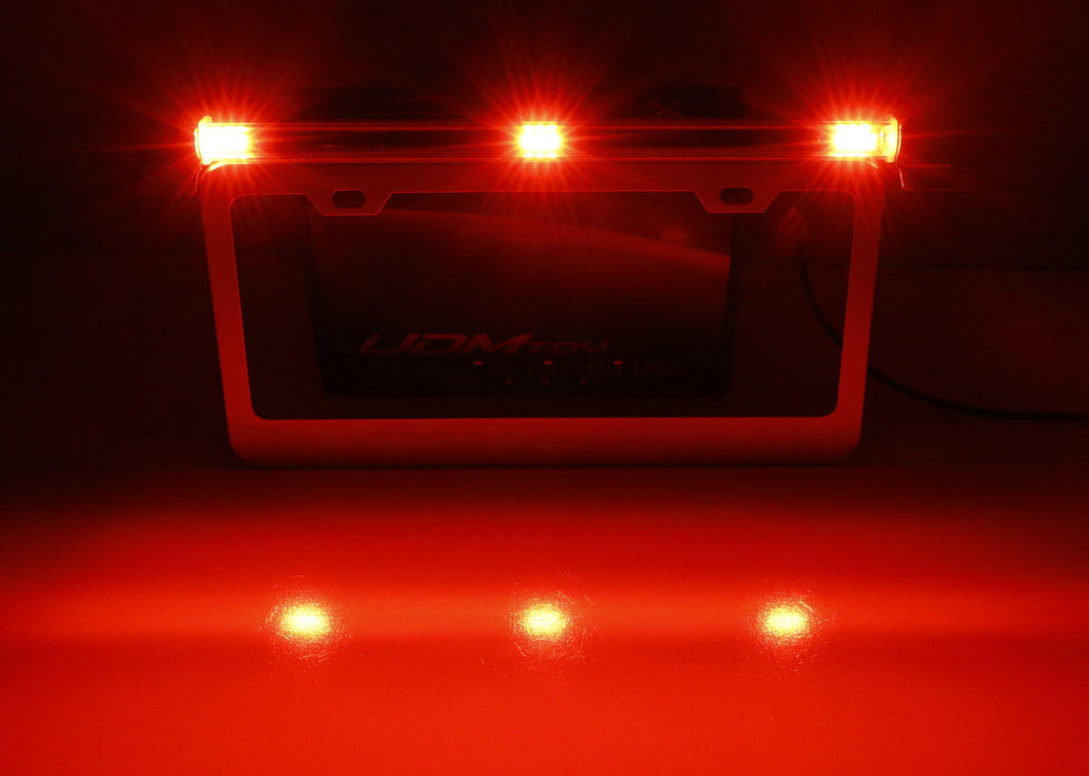 Rear License Plate Frame Mount 3-Dot Red LED Tailgate ID Identification Lightbar