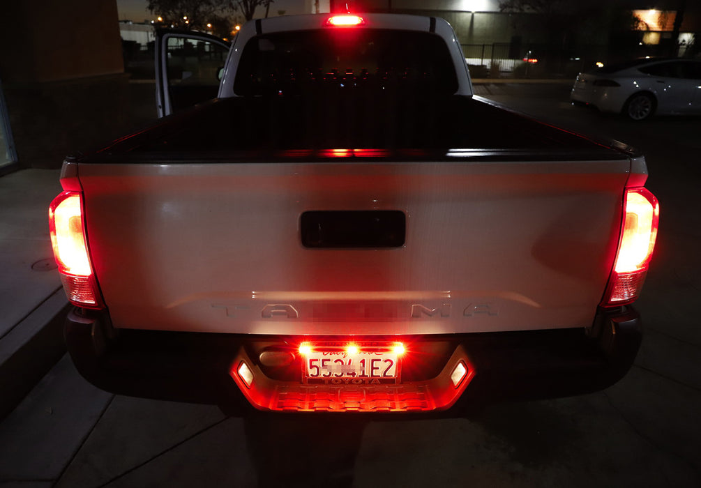 Rear License Plate Frame Mount 3-Dot Red LED Tailgate ID Identification Lightbar