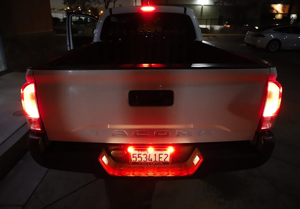 Rear License Plate Frame Mount Red LED Tailgate Light Bar Kit For All Car Trucks