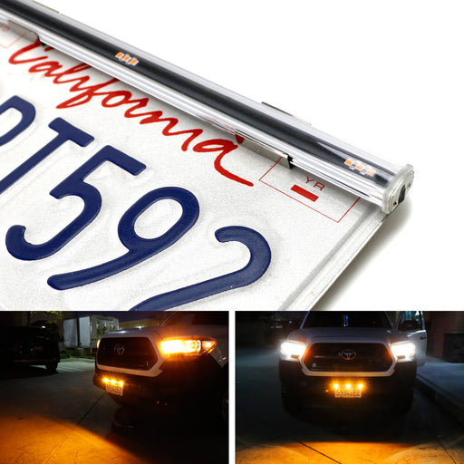 Front LicensePlate Frame Mount Raptor Style Amber LED Driving/Clearance LightBar