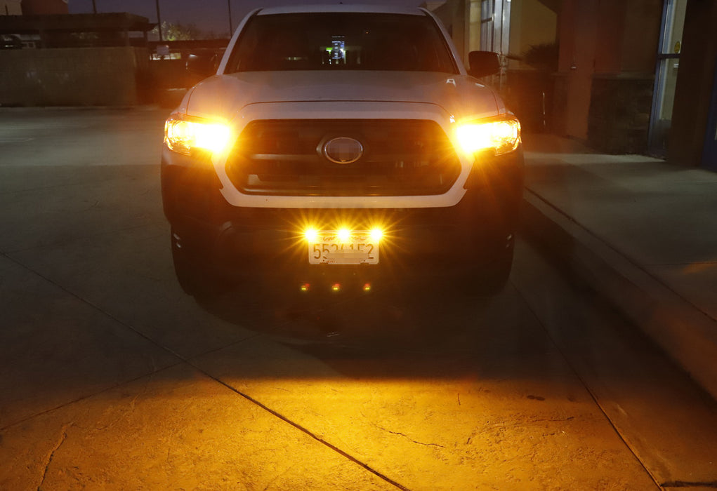 Front License Plate Frame Mount 3-Dot Raptor Style Amber LED Clearance Lightbar