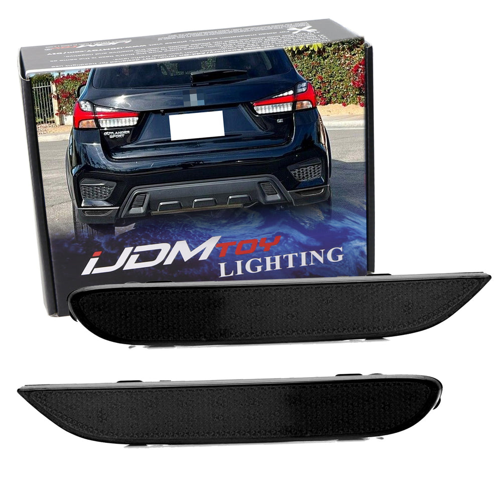 Dark Smoked Lens Rear Bumper Reflector Covers For 20+ Mitsubishi Outlander Sport