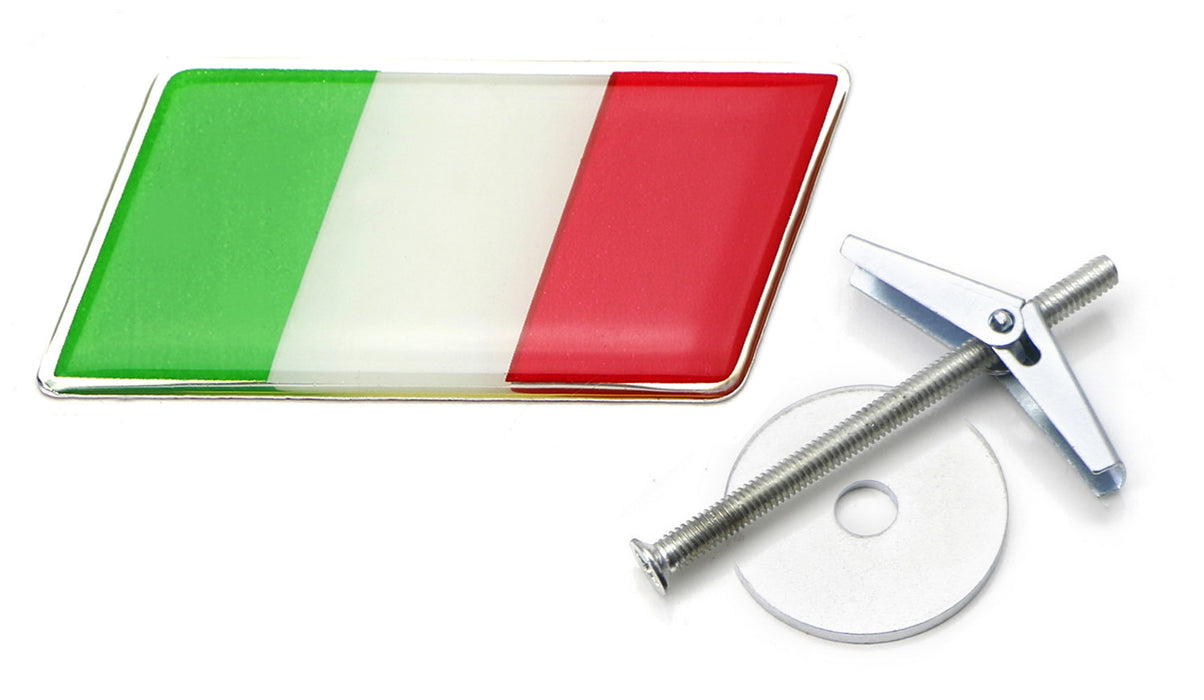 Italian Flag Emblem Badge w/Grille/Mesh Mount Toggle Bolt Anchor For Euro Cars