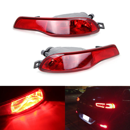 LED Rear Bumper Reflector Rear Fog Light Kit w/Red LED Bulbs For 14-18 Cherokee