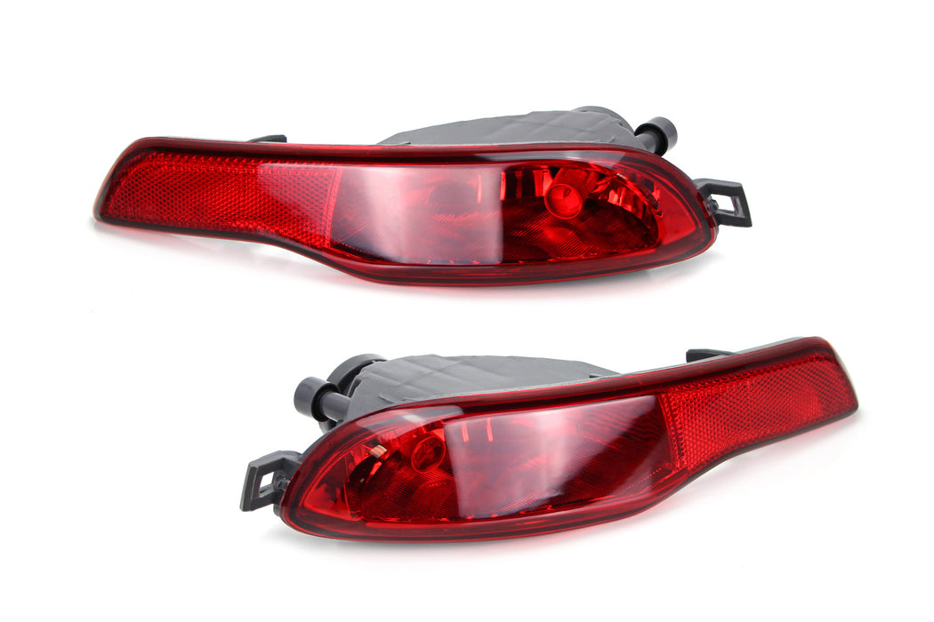 LED Rear Bumper Reflector Rear Fog Light Kit w/Red LED Bulbs For 14-18 Cherokee