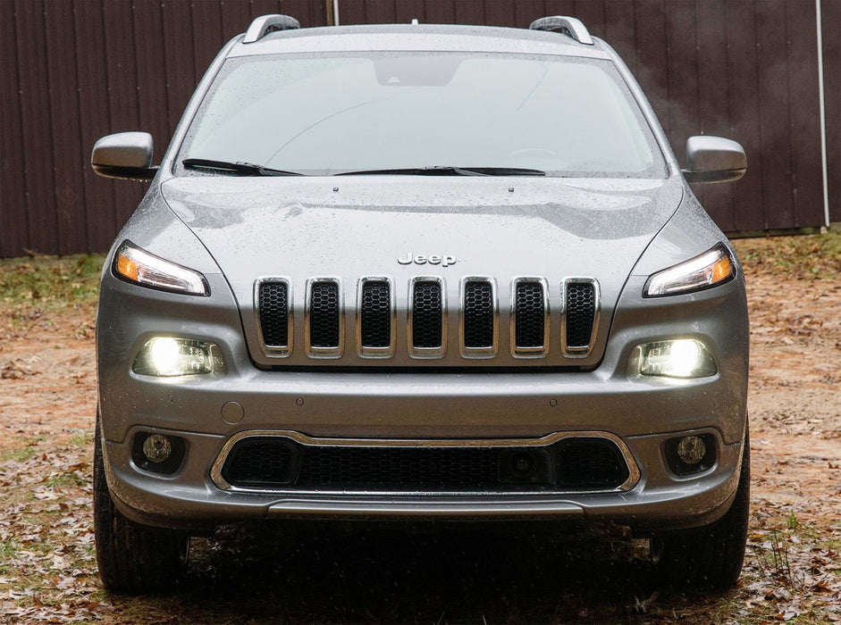 Clear Lens Fog Lights w/ Foglamp Bezel Covers, Wirings For 2014-18 Jeep Cherokee