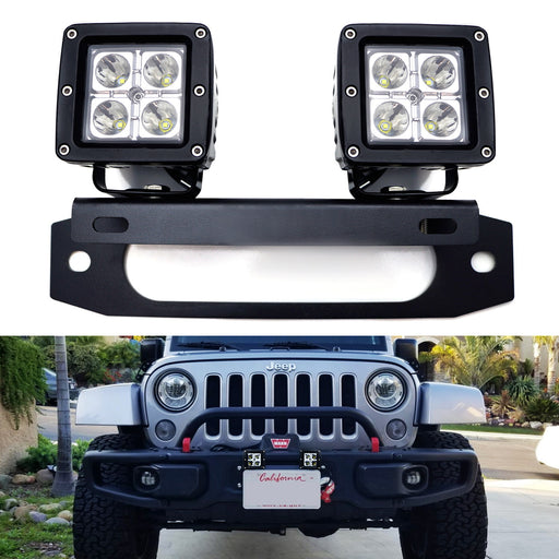 Hawse Fairlead Mount 40W LED Pod Light Kit w/Brackets, Wiring For Jeep Wrangler