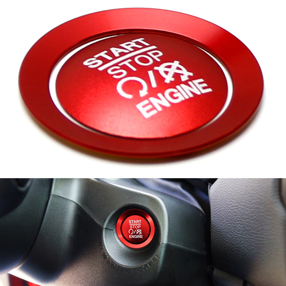 Red Keyless Engine Push Start Button & Surrounding Ring For Jeep 15-up Renegade