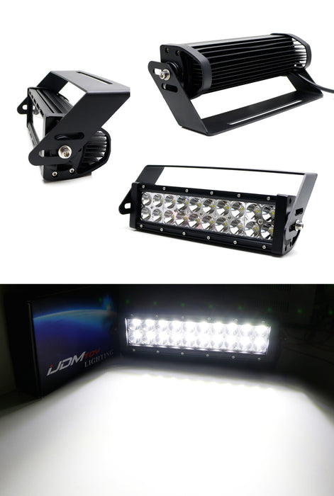 Bumper Mount 60W LED Light Bar Kit w/ Bracket, Wirings For Jeep Wrangler JK JL