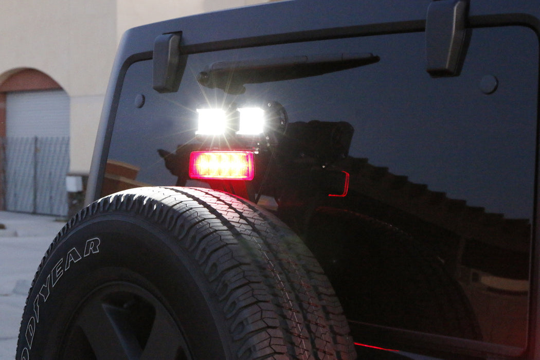 72W LED Pod Lights w/ Above 3rd Brake Bracket, Wiring For 07-17 Jeep Wrangler JK