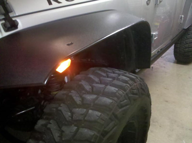 Smoked 6-LED Amber Fender Flare Side Marker Lamps For Jeep Wrangler TJ JK and JL