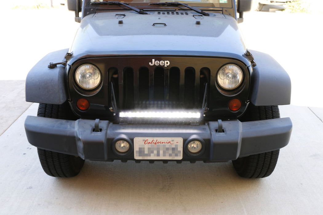 Behind Upper Grill 20" LED Light Bar w/Bracket/Wiring For 2007-17 Jeep Wrangler