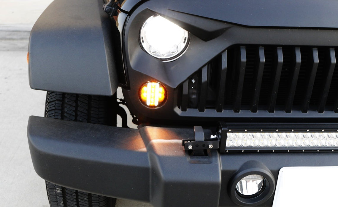 Clear Lens LED DRL/Turn Signal w/ LED Sidemarker Combo Kit For Jeep Wrangler JK