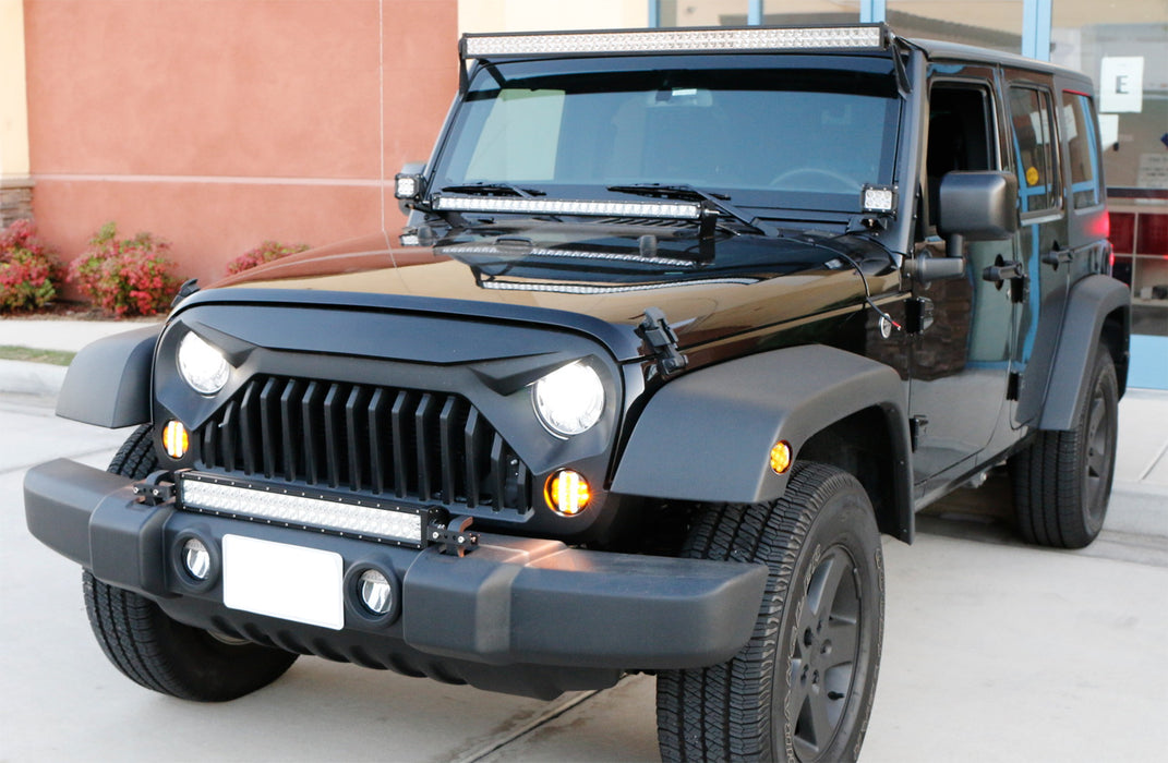 Smoked Lens LED DRL/Turn Signal w/ LED Sidemarker Combo Kit For Jeep Wrangler JK