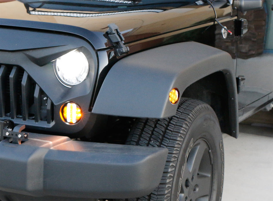 Clear Lens LED DRL/Turn Signal w/ LED Sidemarker Combo Kit For Jeep Wrangler JK