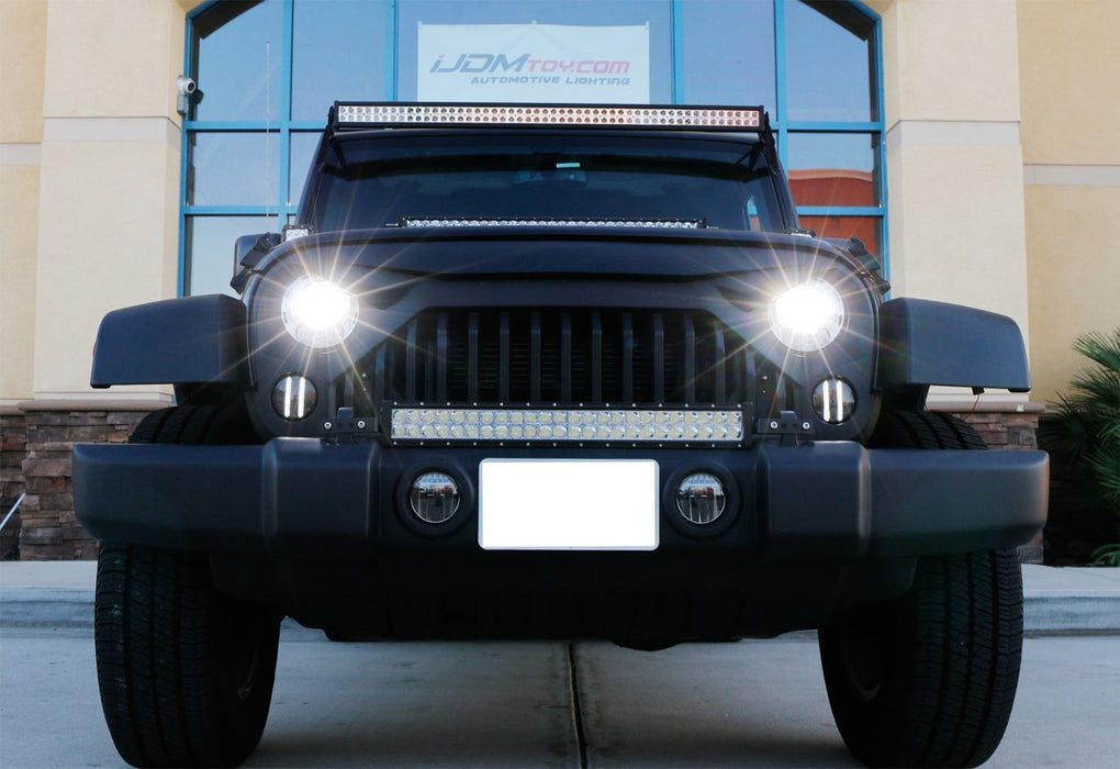 Smoked Lens LED DRL/Turn Signal w/ LED Sidemarker Combo Kit For Jeep Wrangler JK