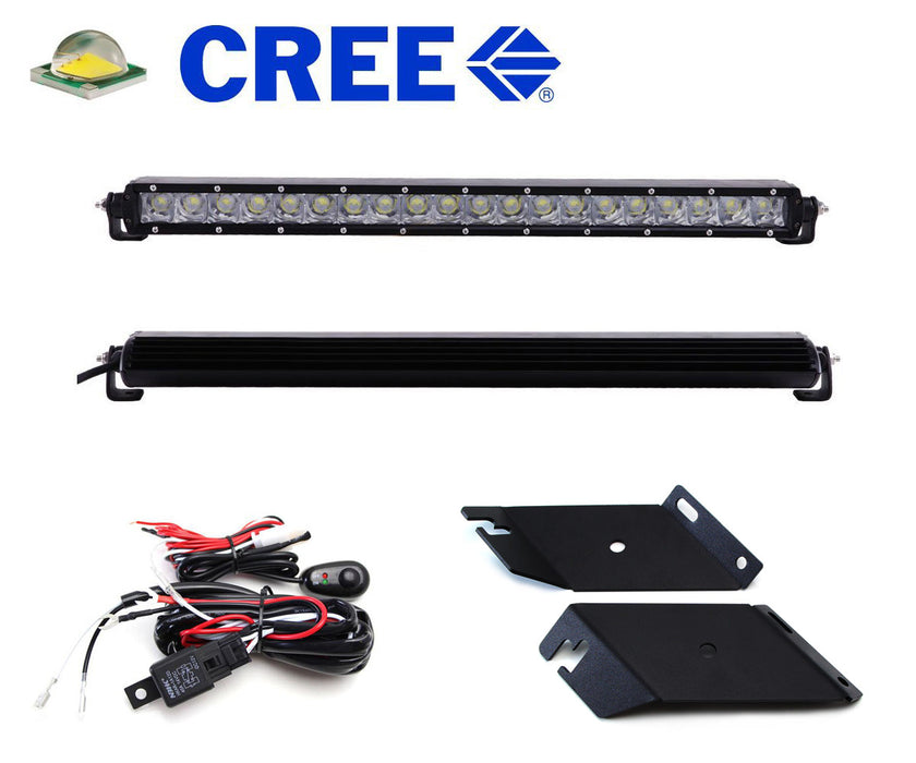 100W 21" LED Light Bar w/ Hood Mounting Bracket, Wiring For 07-17 Jeep Wrangler