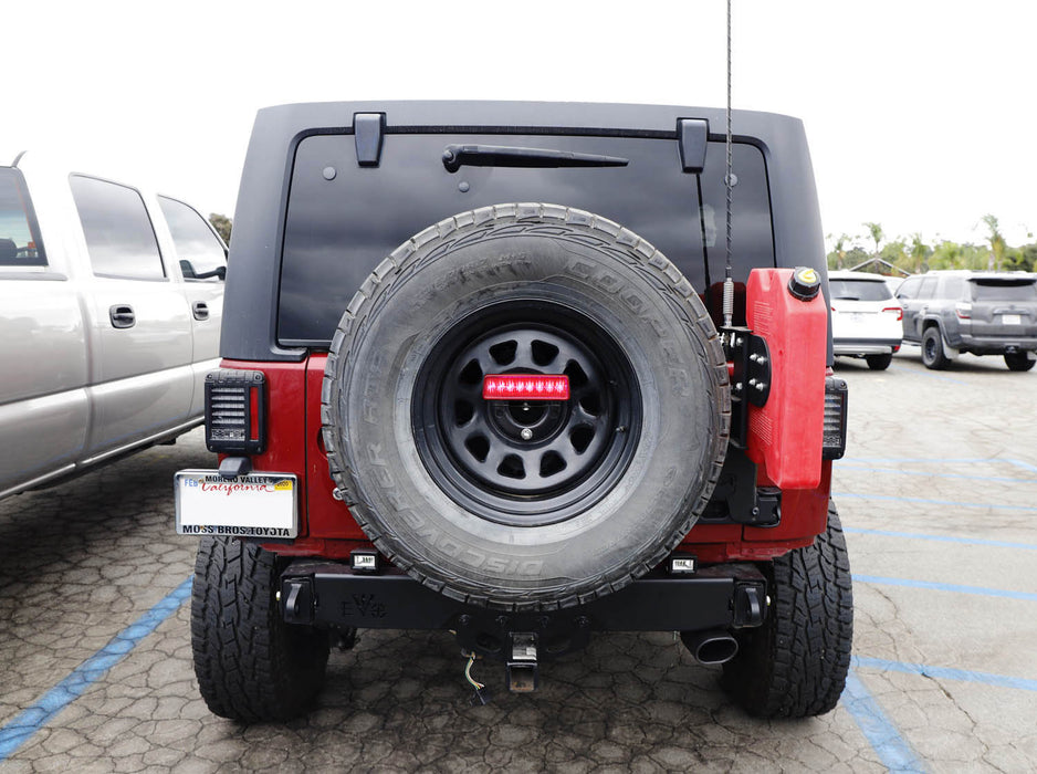 Red Lens LED Strobe Third Brake Lamp w/Behind Brackets For 2007-17 Jeep Wrangler