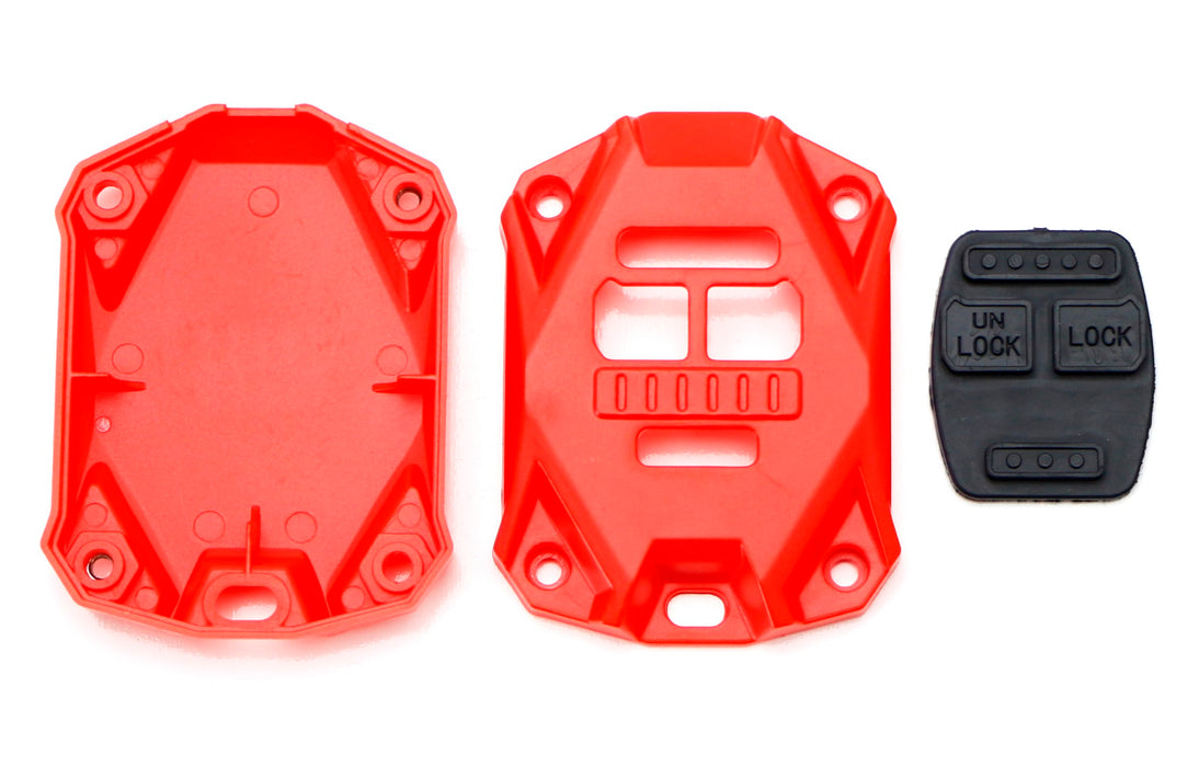 Red Plastic Key Remote Fob Enclosure Shell w/Black Keypads For Jeep Wrangler JK