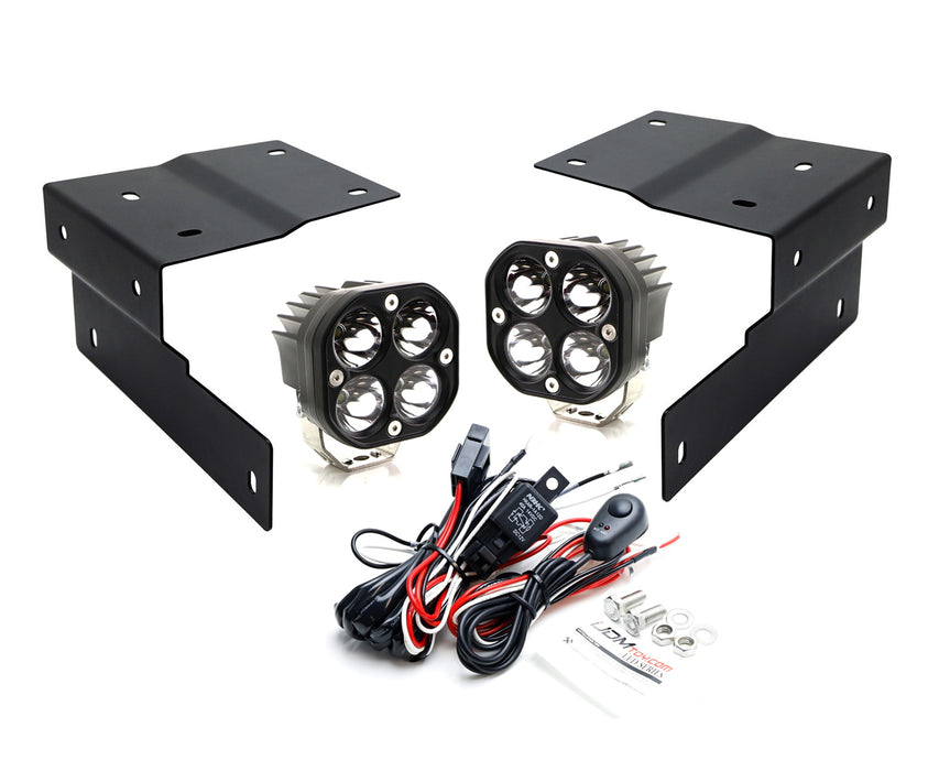 A-Pillar 20W LED Pod Light Kit w/Bracket, Relay For 18+ Jeep Wrangler/Gladiator