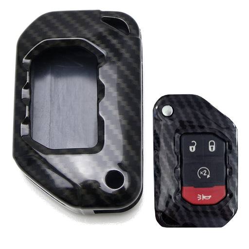 black carbon fiber pattern key fob shell cover for Jeep Wrangler