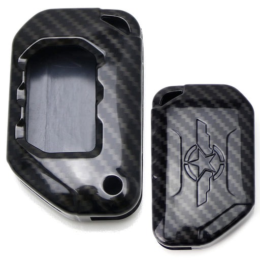 Black "Carbon Fiber" Key Fob For Jeep: 2018-up Wrangler JL and 2020-up Gladiator