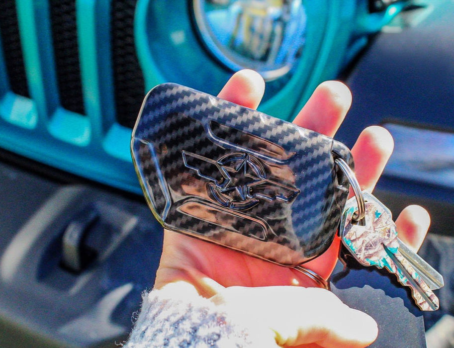 Black "Carbon Fiber" Key Fob For Jeep: 2018-up Wrangler JL and 2020-up Gladiator