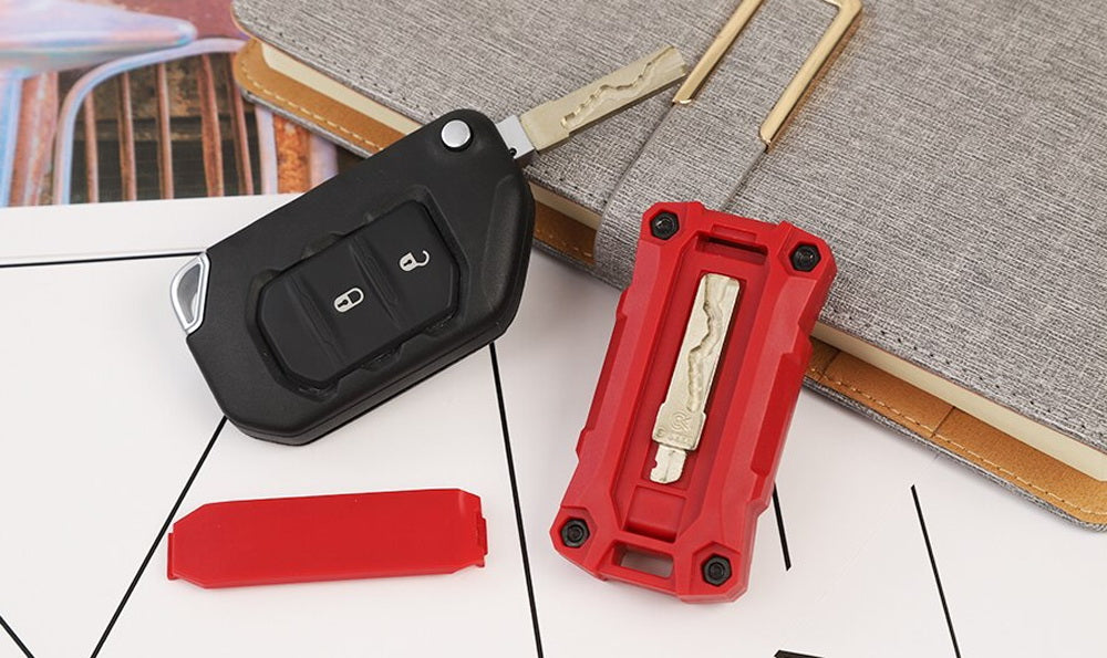 Red Plastic Key Remote Fob Enclosure Shell w/Black Keypads For Jeep Wrangler JL