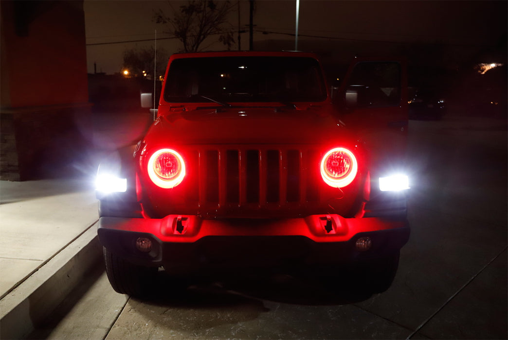 RGB LED Headlight Angel Eye Halo Ring Kit For 2018-up Jeep Wrangler JL Retrofit