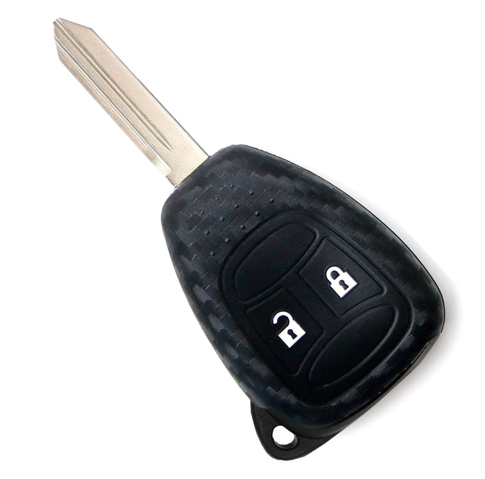 Carbon Fiber Soft Silicone Key Fob Cover For Jeep Wrangler Compass Dodge Caliber