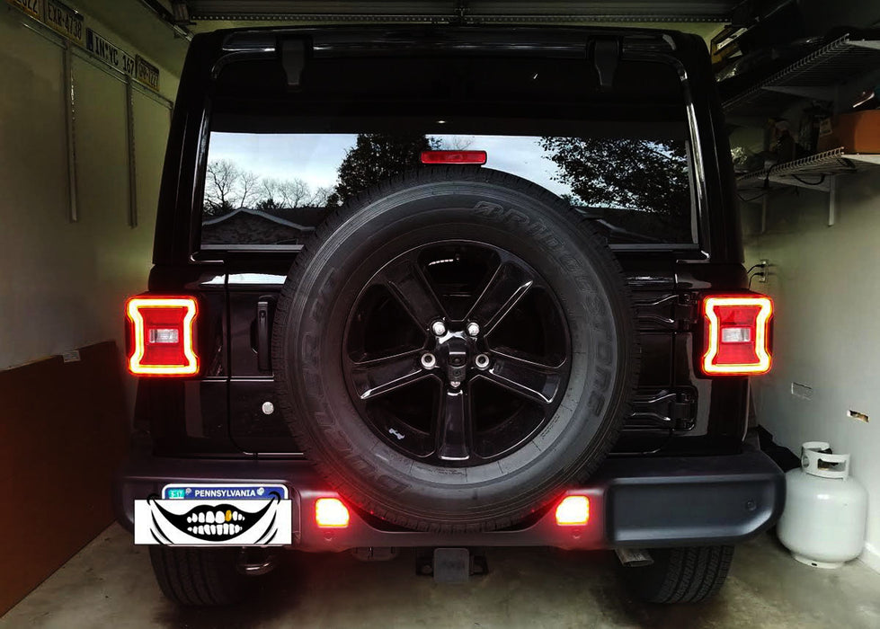 Smoked Lens Full LED Rear Bumper Reflector Light Kit For 18-up Jeep Wrangler JL