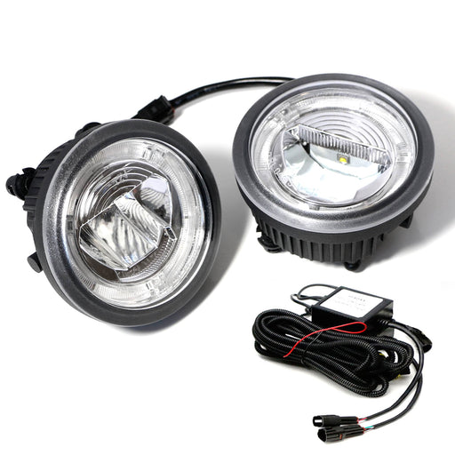 White 2-In-1 CREE LED Halo DRL Fog Driving Light Kit For 18-up Jeep Wrangler JL