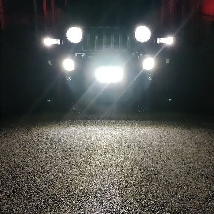 White 2-In-1 CREE LED Halo DRL Fog Driving Light Kit For 18-up Jeep Wrangler JL