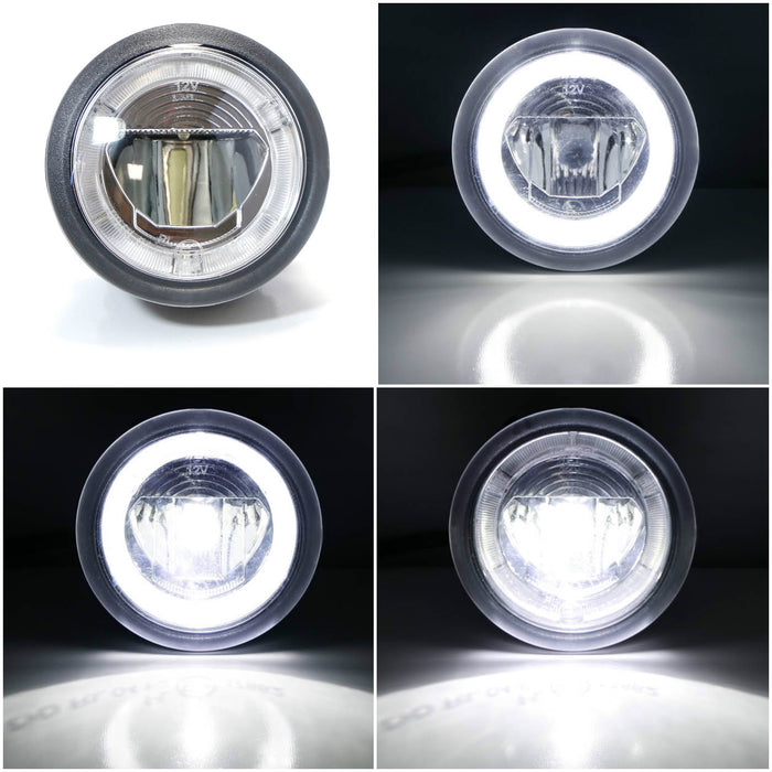 White 2-In-1 CREE LED Halo DRL Fog Driving Light Kit For 18-up Jeep Wrangler JL