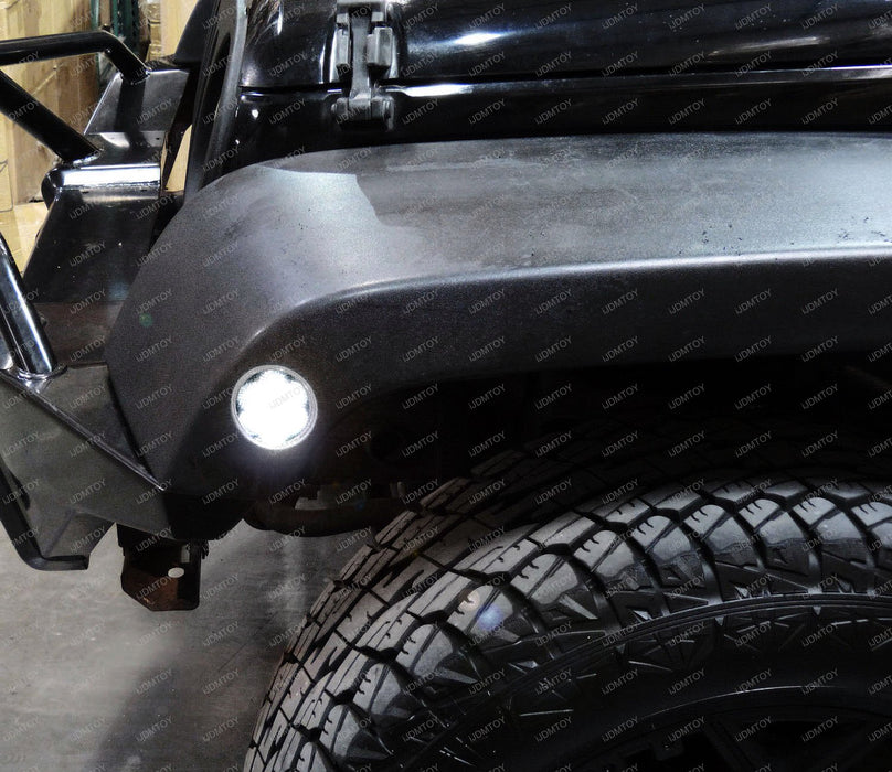 Smoked Lens White LED Side Marker Lights/Fender Flare Lamps For Jeep Wrangler JK