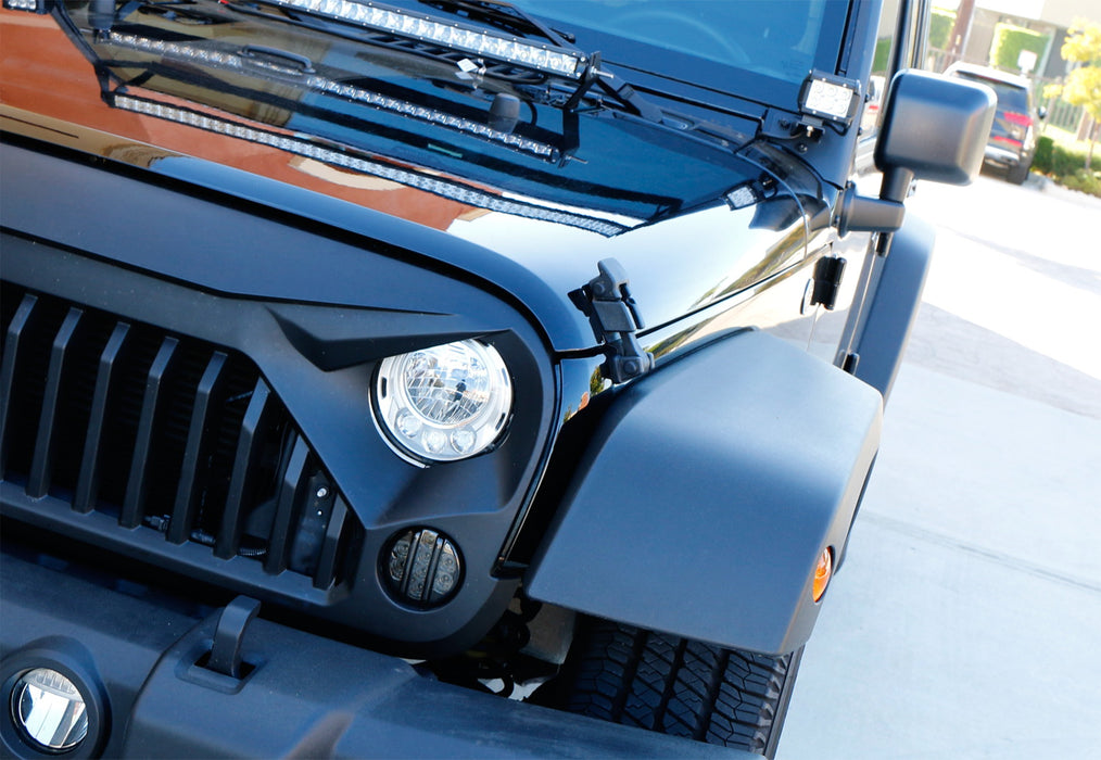 Smoked Lens White Light Bar, Amber LED Turn Signal Lamps For 07-17 Jeep Wrangler