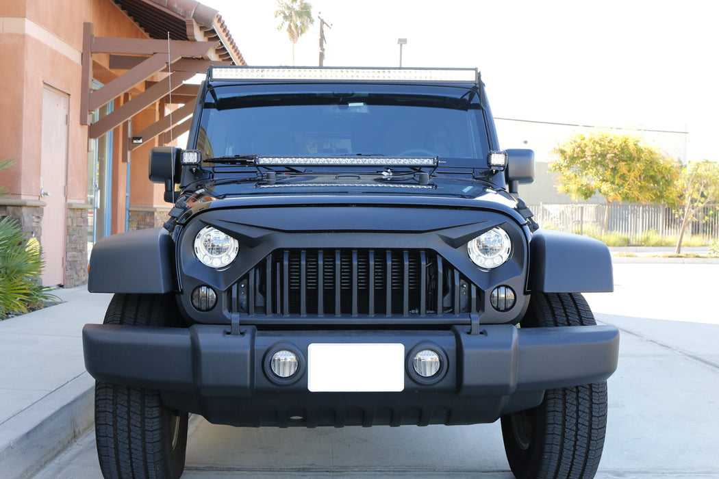 Smoked Lens White Light Bar, Amber LED Turn Signal Lamps For 07-17 Jeep Wrangler