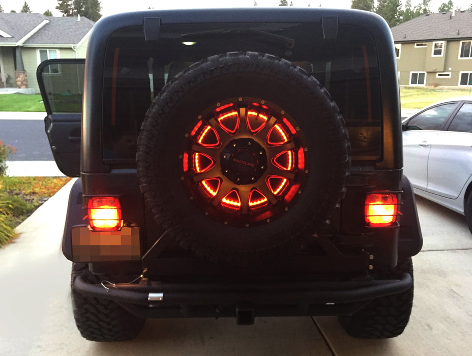 F1 Strobe/Flash Spare Tire Mount LED Disc 3rd Brake Light Kit For Jeep Wrangler