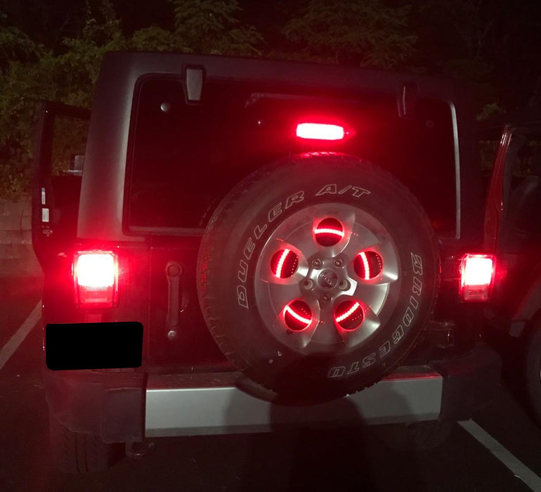 F1 Strobe/Flash Spare Tire Mount LED Disc 3rd Brake Light Kit For Jeep Wrangler