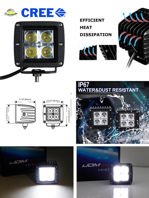 Rear Spare Tire Location Mount 20W LED Pod Light Kit For Jeep Wrangler JK JL