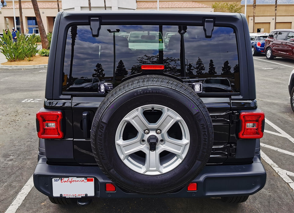 Rear Tire Carrier 3-Inch D2 LED Pod Lights w/Brackets For 18-up Jeep Wrangler JL