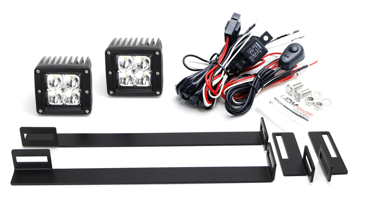 Rear Tire Carrier 3-Inch D2 LED Pod Lights w/Brackets For 18-up Jeep Wrangler JL