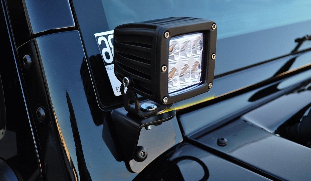 48W LED Driving Pod Lights w/ A-Pillar Bracket, Wiring For Jeep Wrangler TJ JK