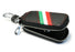 Italian Flag Stripe Carbon Fiber Leather Key Holder Cover For Fiat Ferrari, etc