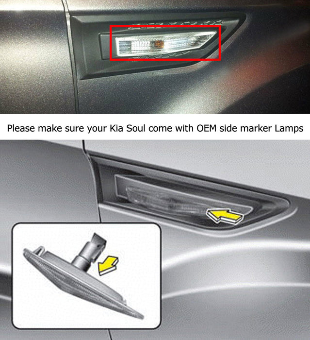 Smoked Lens Amber LED Fender Blinker Side Marker Lights For 09-13 Gen1 Kia Soul