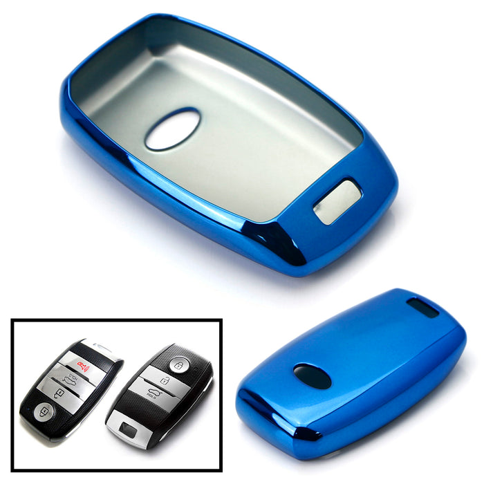 Chrome Blue TPU Key Fob Case Cover For Kia Optima K5 Sorento Carens Forte Soul