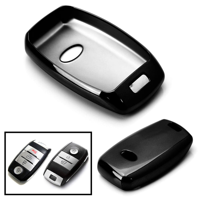 Chrome Black TPU Key Fob Case Cover For Kia Optima K5 Sorento Carens Forte Soul